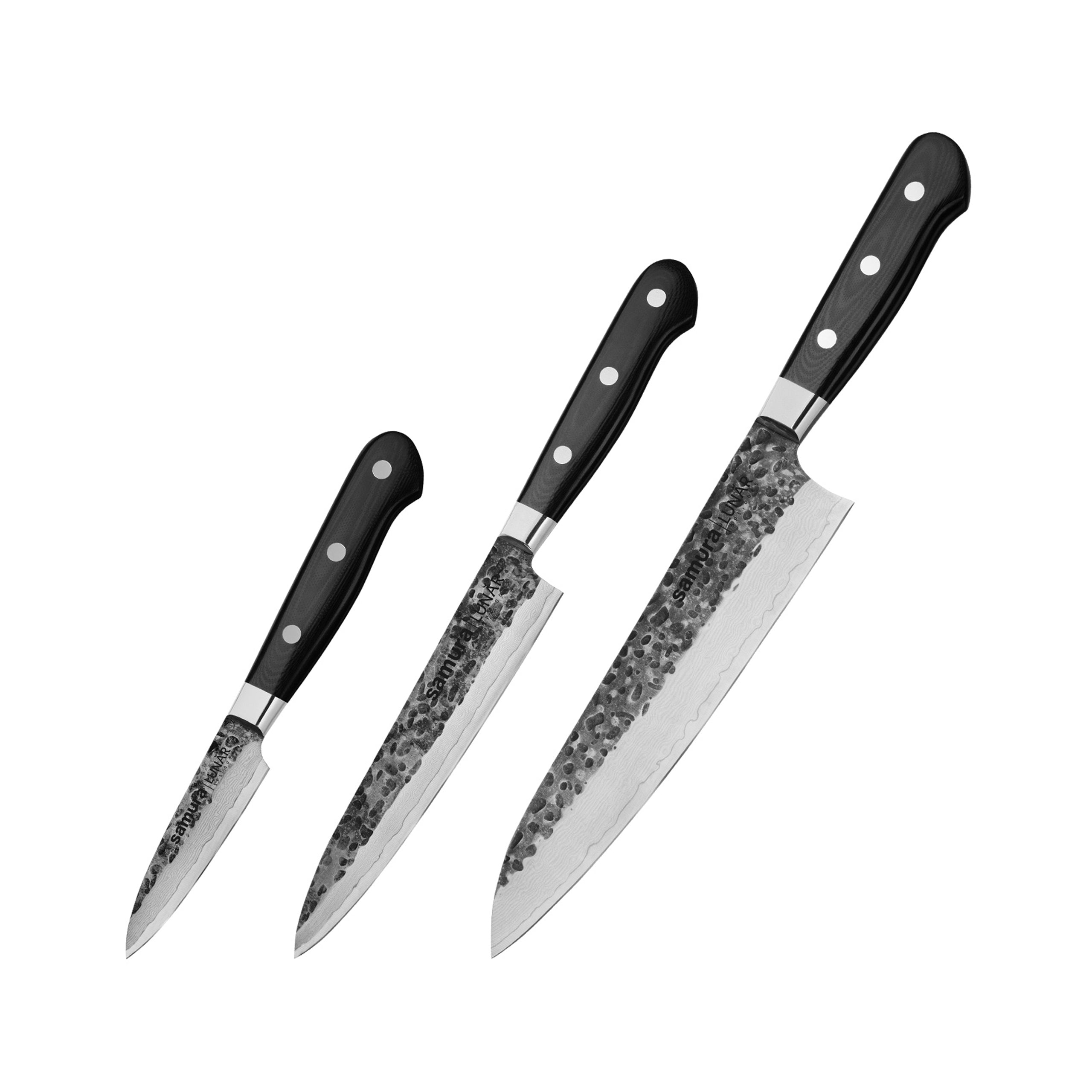 Samura PRO-S LUNAR (SPL-0230) "Set of 3 kitchen knives: Paring knife, Utility knife, Chef’s knife"