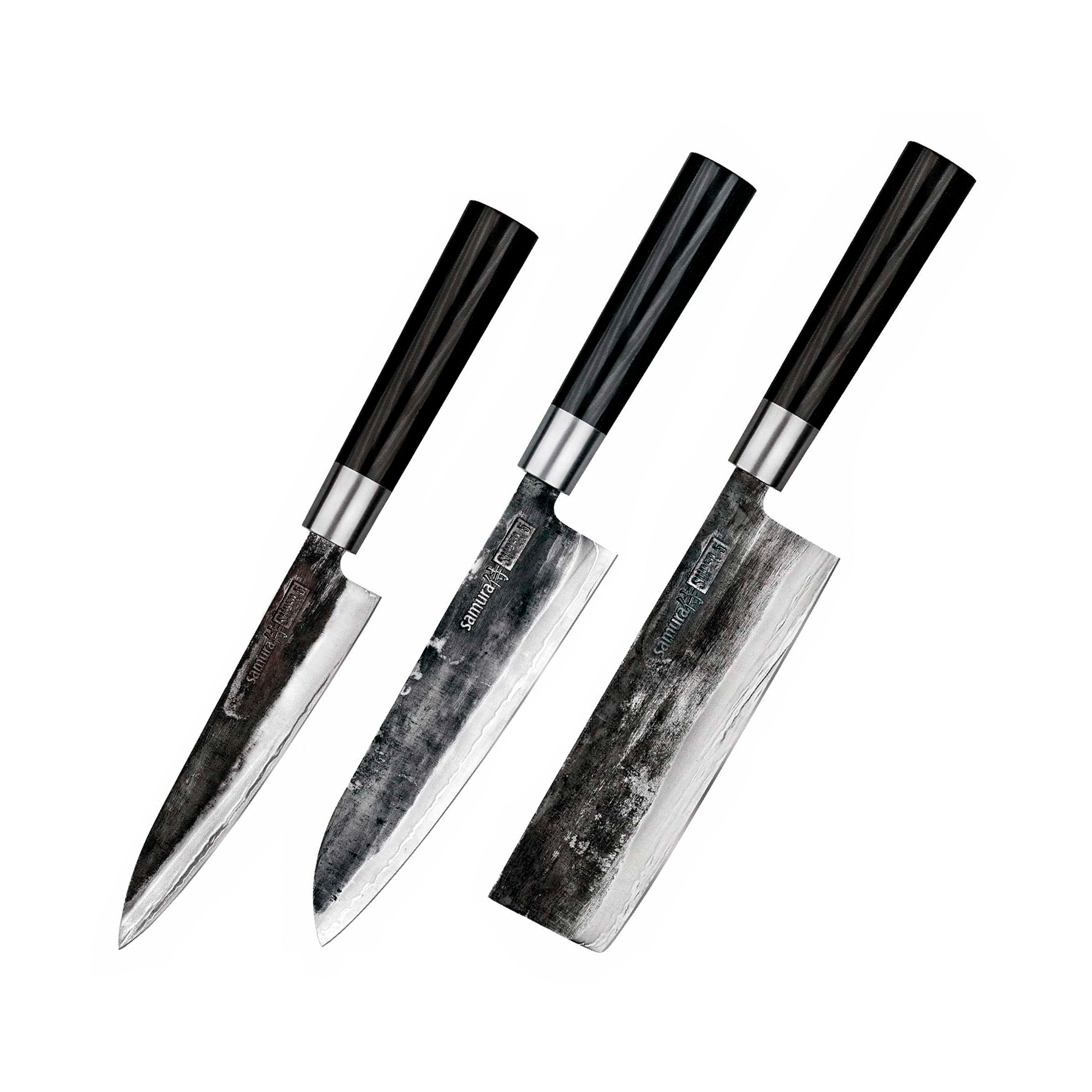 Samura SUPER 5 (SP5-0220) "Set of 3 kitchen knives: Utility knife, Nakiri knife, Santoku knife"